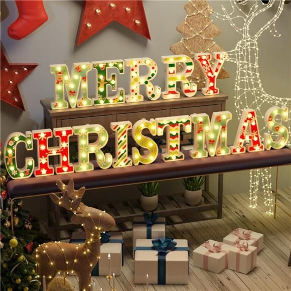 Christmas Decorations Indoor - 14 LED Letters Christmas  Christmas Decorations - 14 LED Letters Christmas Lights \'Merry Christmas\'